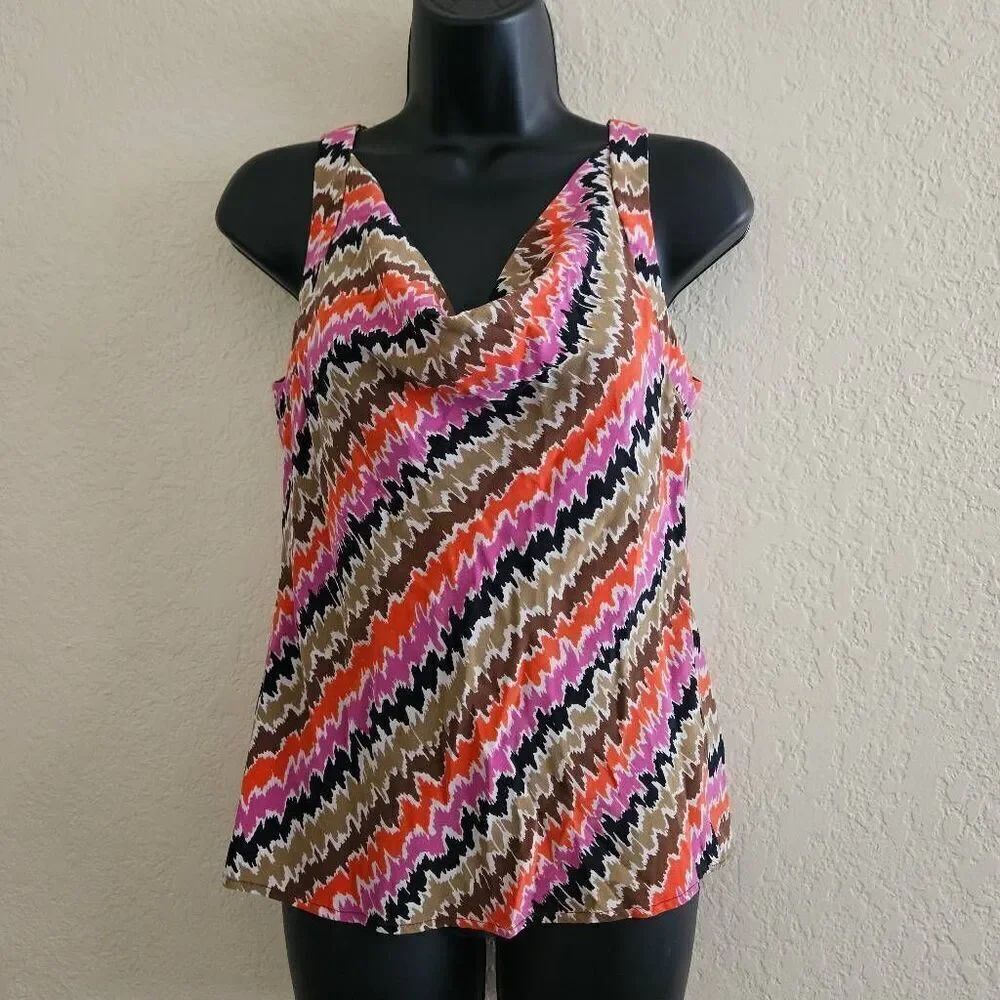 Trina Turk Silk Cowlneck Sleeveless Blouse